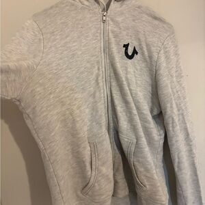 True Religion Light Gray Zip-Up Sweater